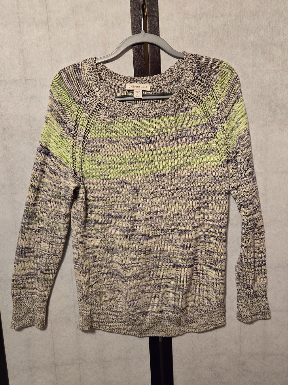 Coldwater Creek Women's Green & Gray Marled Knit Sweater